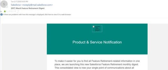 Salesforce Product and Service Notification
